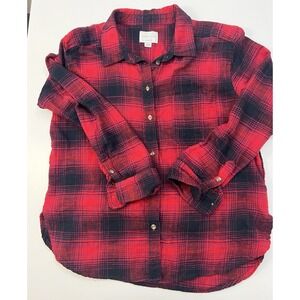 American Eagle Outfitters Women's Shirt Sz S Red Gray Boyfriend AEO Soft
